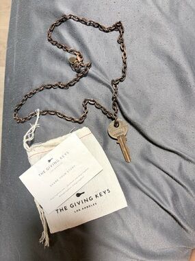 The Giving Keys Antique Copper Key Necklace with Chain